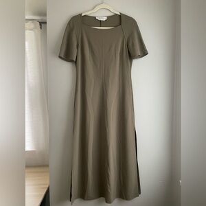 MaxMara olive green short sleeve midi dress